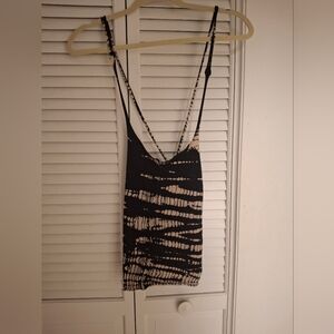 Black and White Tie-Dye Halter   Tie/lace Back